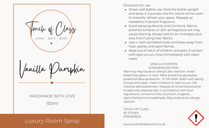 Vanilla Pumpkin Luxury Home & Car Spray