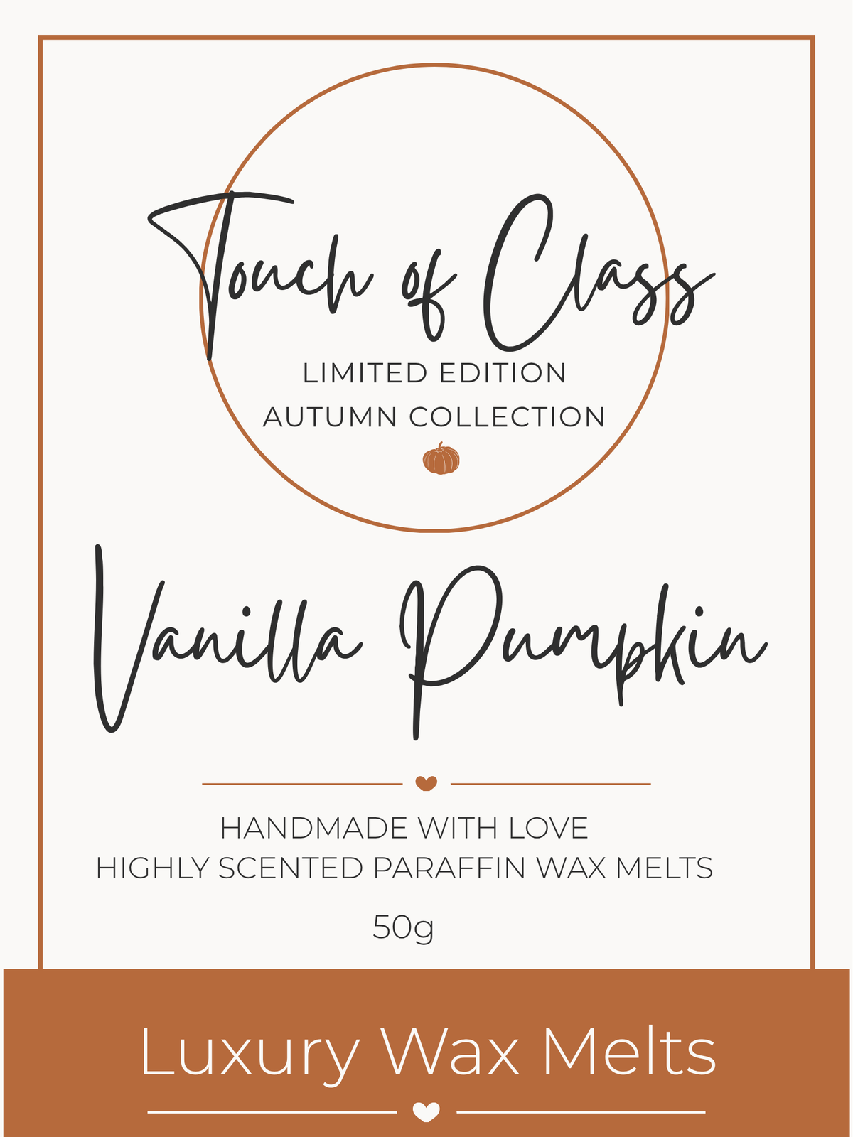 Vanilla Pumpkin Wax Melt Snap Bar